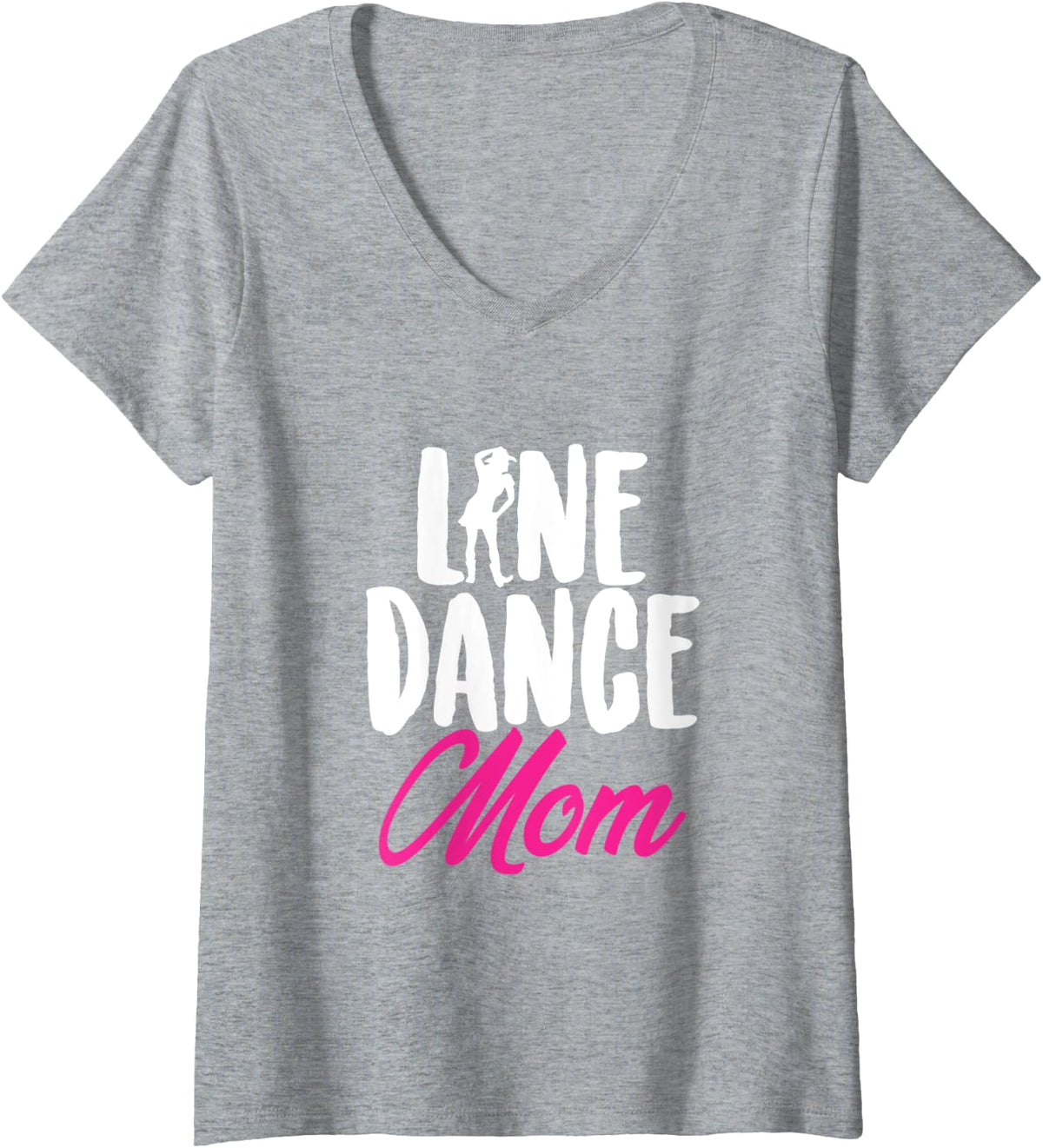 Womens Line Dance Mom Mother Woman Girl Dancer Dancing Western Gift V-Neck T-Shirt - Heather Grey