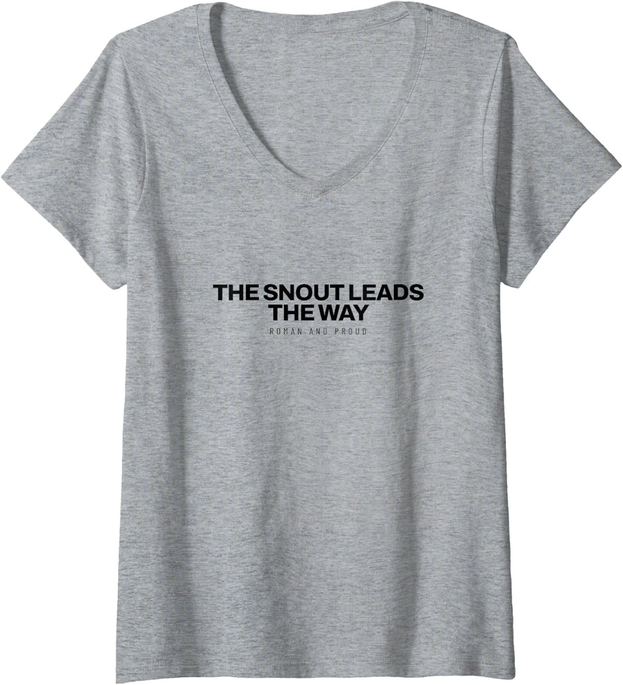 Women's Bull Terrier - The Snout Leads The Way - Dog Lover V-Neck T-Shirt - Heather Grey