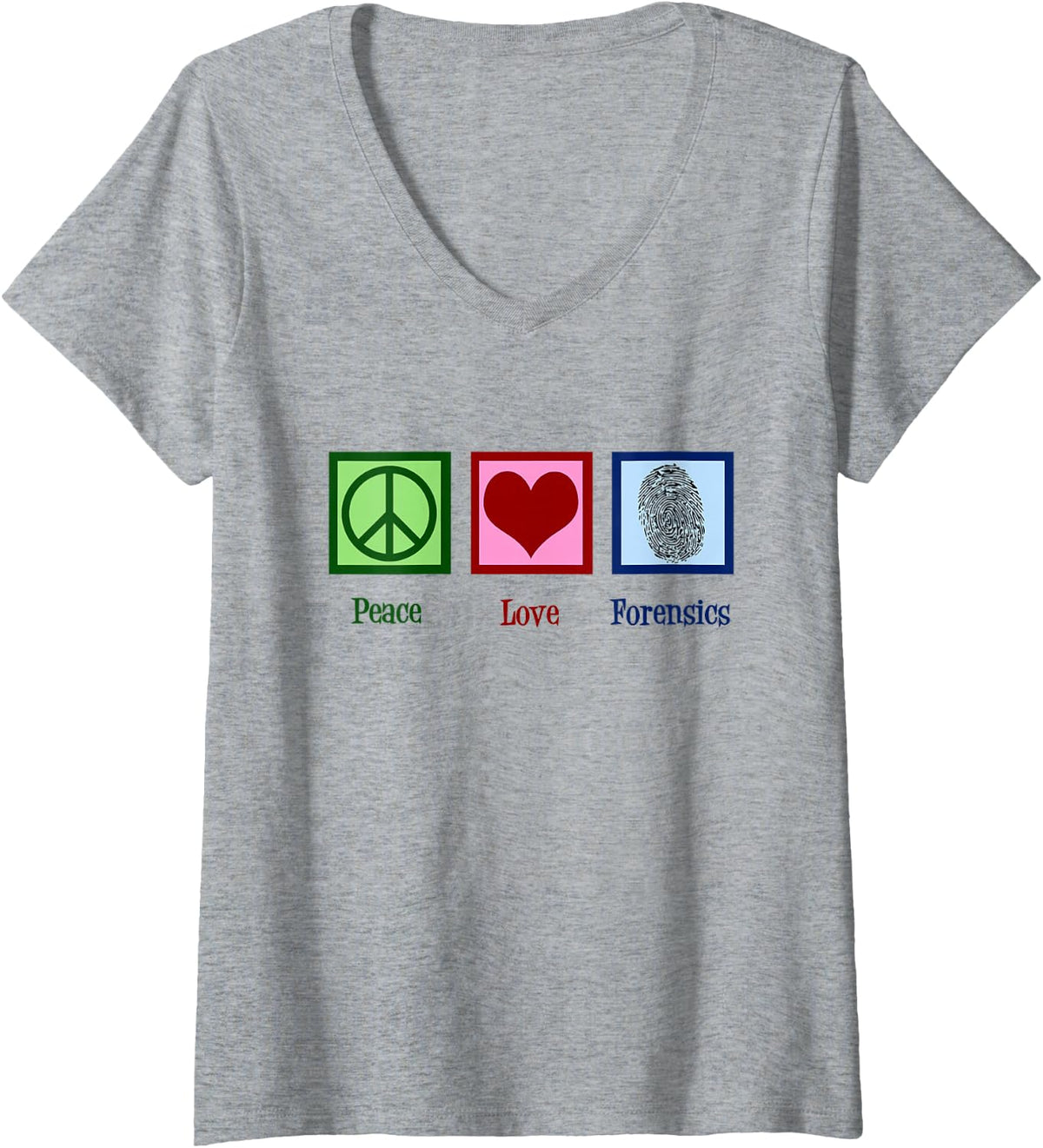 Women's Peace Love Forensics Cute Forensic Scientist V-Neck T-Shirt - Heather Grey