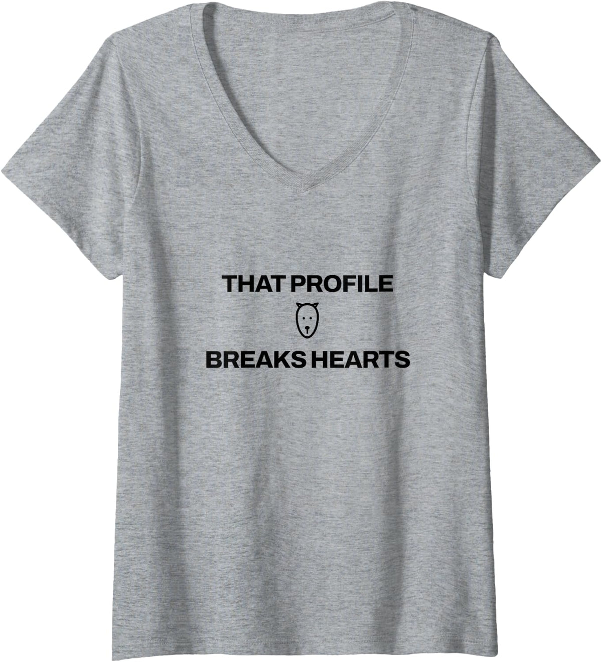 Women's Bull Terrier - that Profile Breaks Hearts - Dog Lover V-Neck T-Shirt - Heather Grey