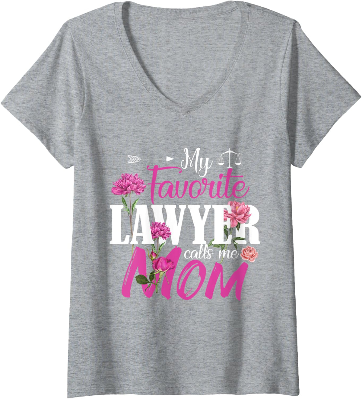 Womens My Favorite Lawyer Calls Me Mom Best Mothers Day Gifts V-Neck T-Shirt - Heather Grey