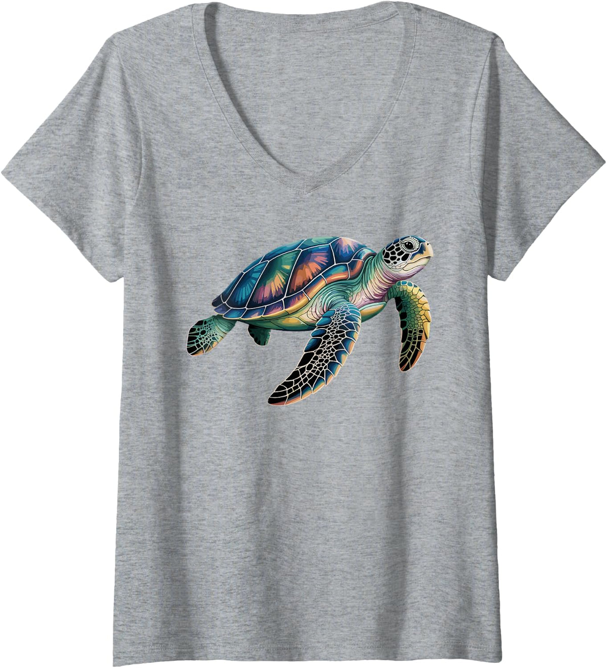 Women's Tortoise Design for Men Women Kids Sea Turtle Tortoise V-Neck T-Shirt - Heather Grey