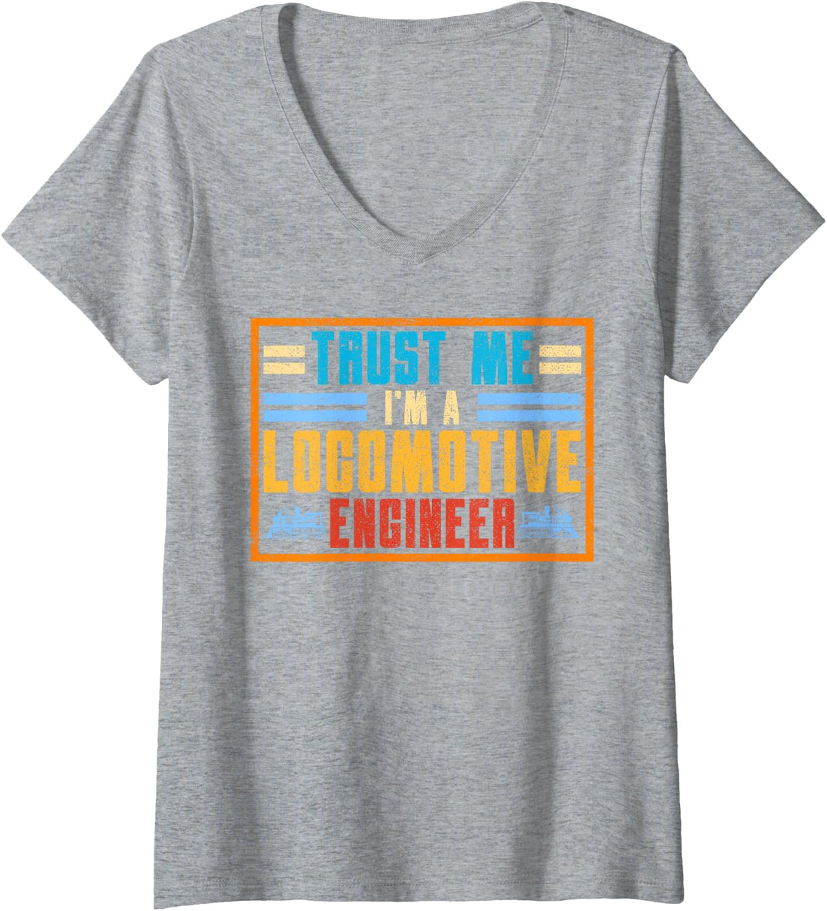 Women's Locomotive Engineer Train Driver V-Neck T-Shirt - Heather Grey