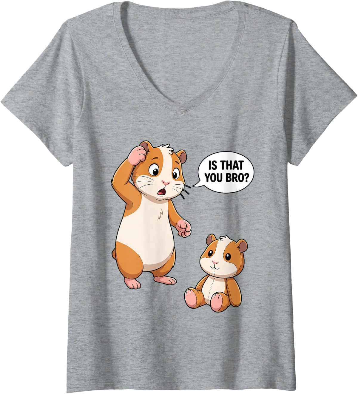 Women's Guinea Pig is that You Bro Funny Animal Humor V-Neck T-Shirt - Heather Grey