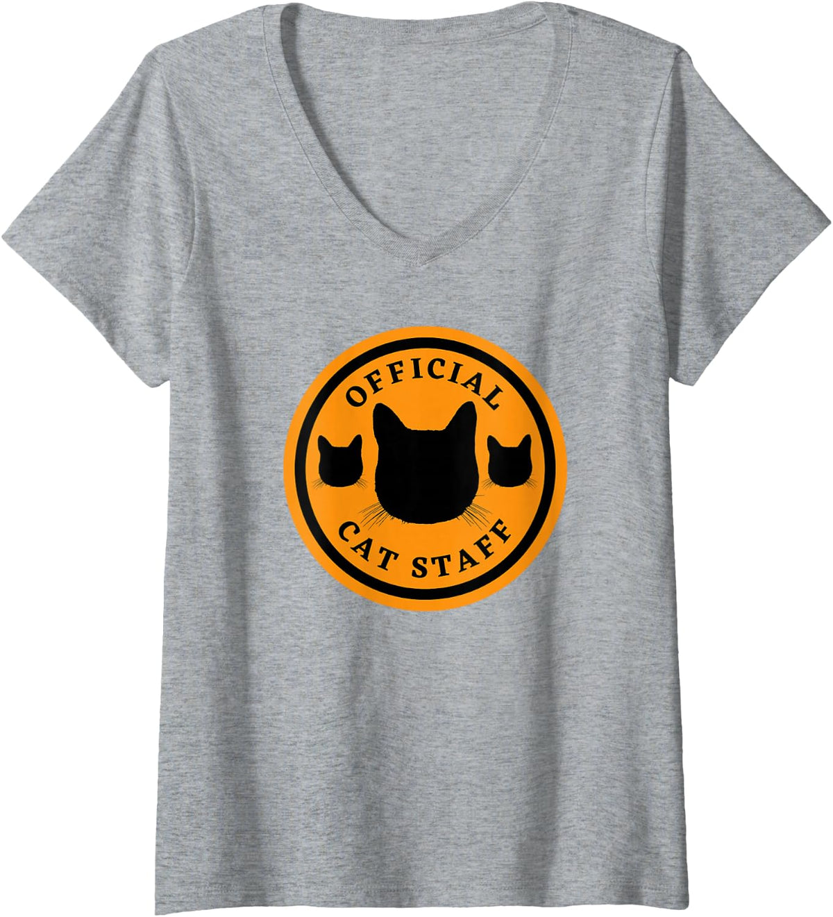 Women's Funny Cats Official Cat Staff Cute Kitten Lovers Parody V-Neck T-Shirt - Heather Grey