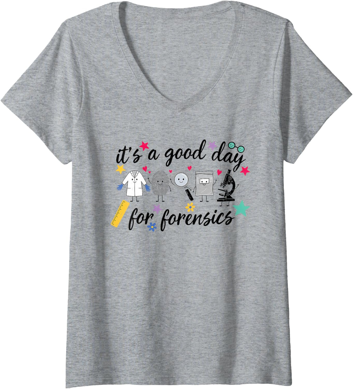 Women's Forensic Scientist Crime Scene Investigator Science Analyst V-Neck T-Shirt - Heather Grey