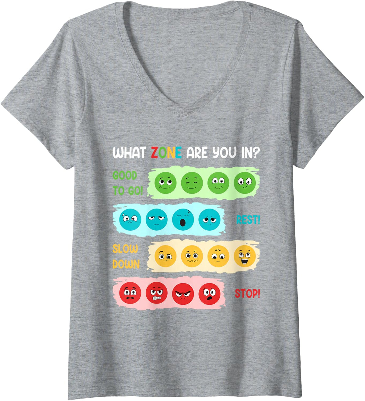 Womens Zone Of Regulation School Counselor Gift For Mental Health V-Neck T-Shirt - Heather Grey