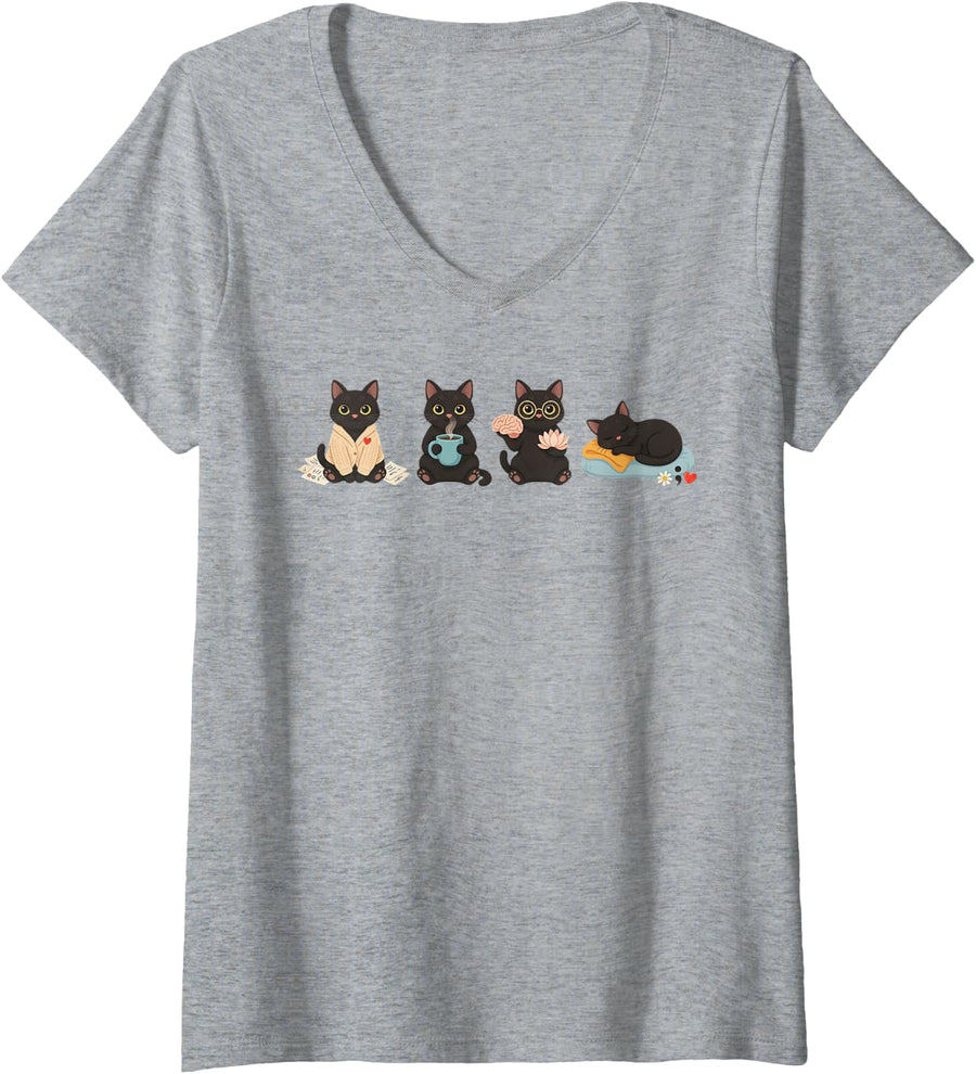 Women's Mental Health Counselor Therapist Psychotherapy Counseling V-Neck T-Shirt - Heather Grey