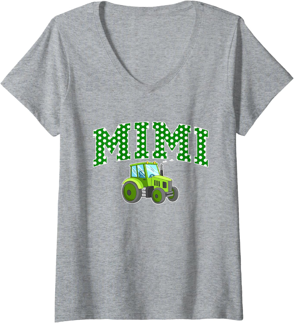 Women's Mimi Tractors Farm Trucks Family Party V-Neck T-Shirt - Heather Grey