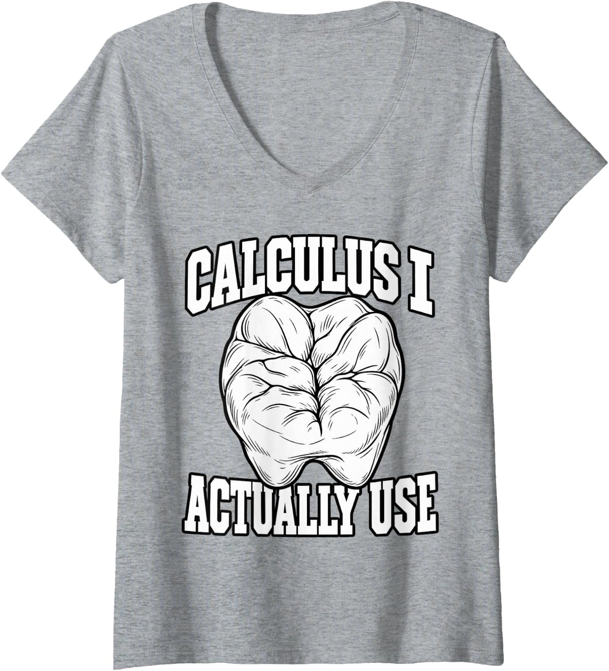 Women's Dental Hygienist Calculus I Actually Use Perio Nerd Tooth V-Neck T-Shirt - Heather Grey