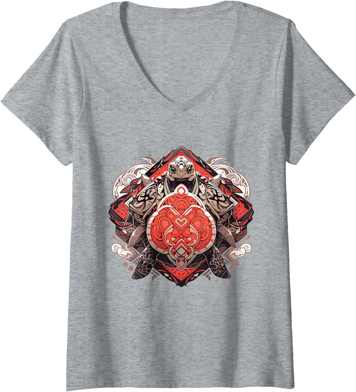 Women's Turtle Tortoise Lizard Shell Lizard Tortoise Baby V-Neck T-Shirt - Heather Grey