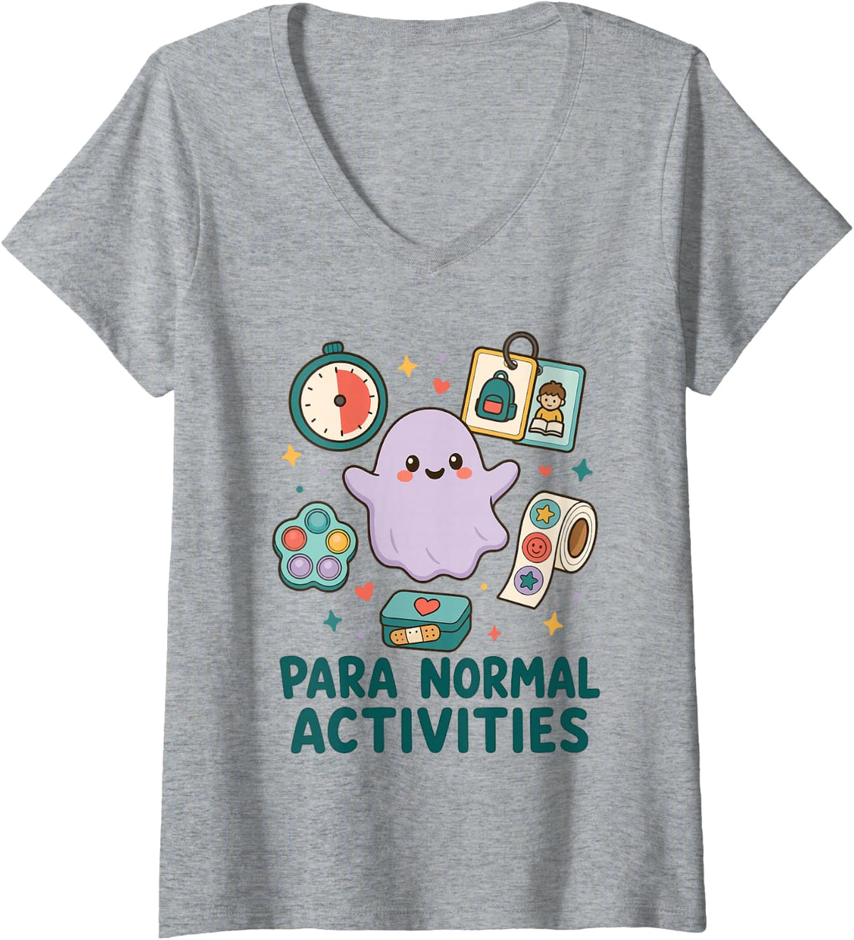 Women's para Normal Activities Paraprofessional Sped V-Neck T-Shirt - Heather Grey