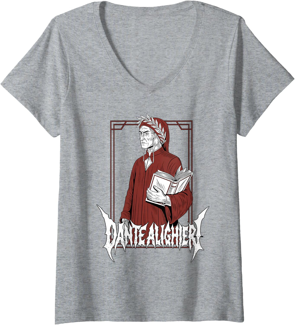 Women's Dante Alighieri V-Neck T-Shirt - Heather Grey