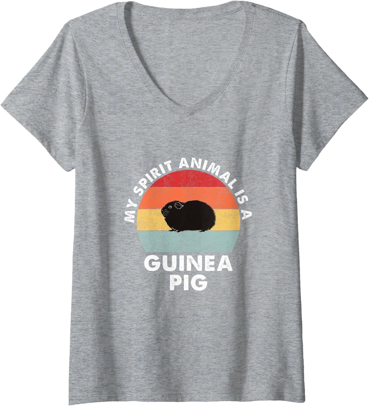 Women's Vintage My Spirit Animal is a Guinea Pig V-Neck T-Shirt - Heather Grey