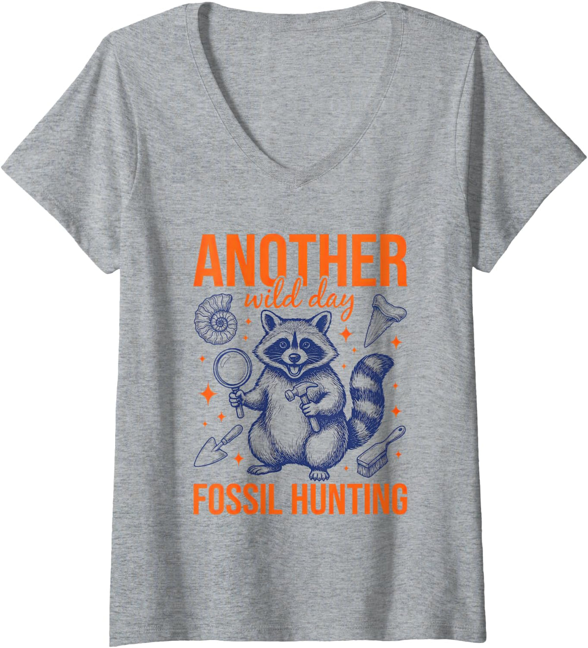 Women's Paleontologist Fossil Hunter Fossil Hound Collecting V-Neck T-Shirt - Heather Grey
