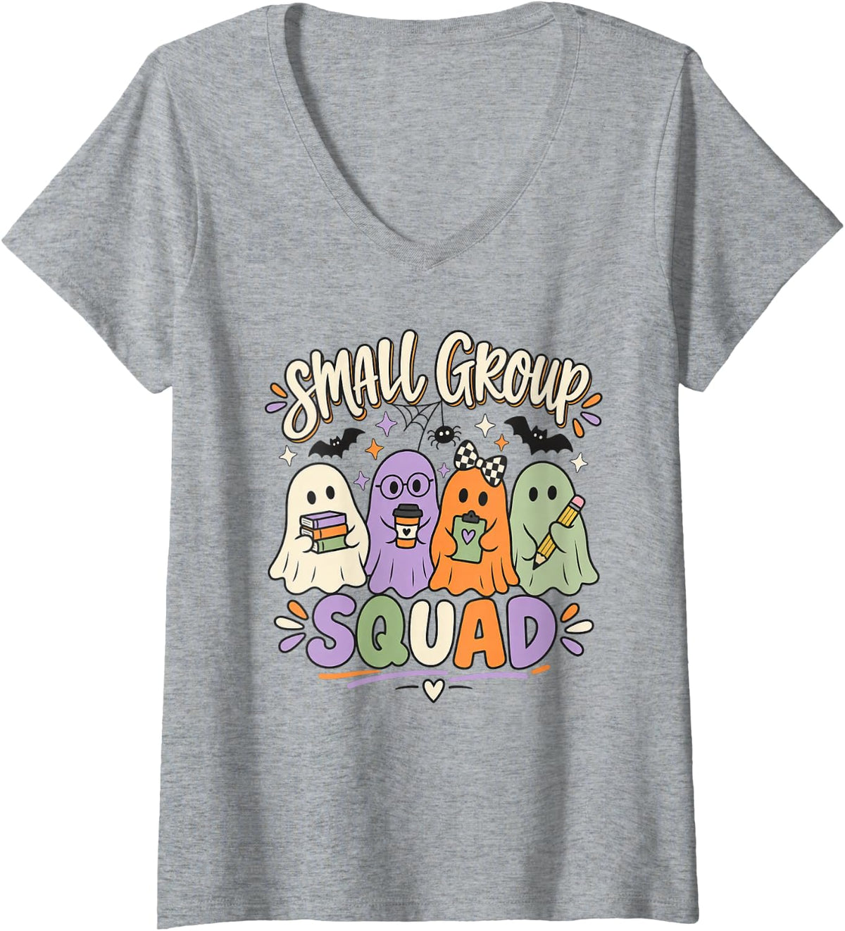 Women's Small Group Squad Paraprofessional Teacher Aide V-Neck T-Shirt - Heather Grey