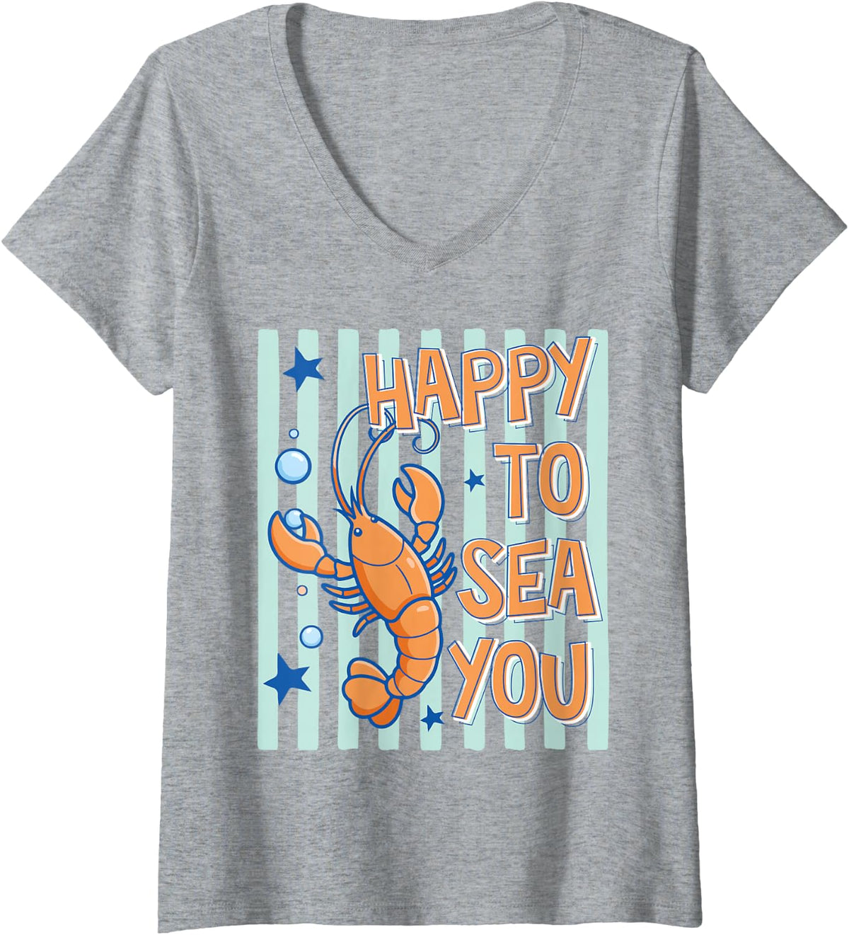 Women's Happy to Sea You Teacher Sea Animals Back to School V-Neck T-Shirt - Heather Grey