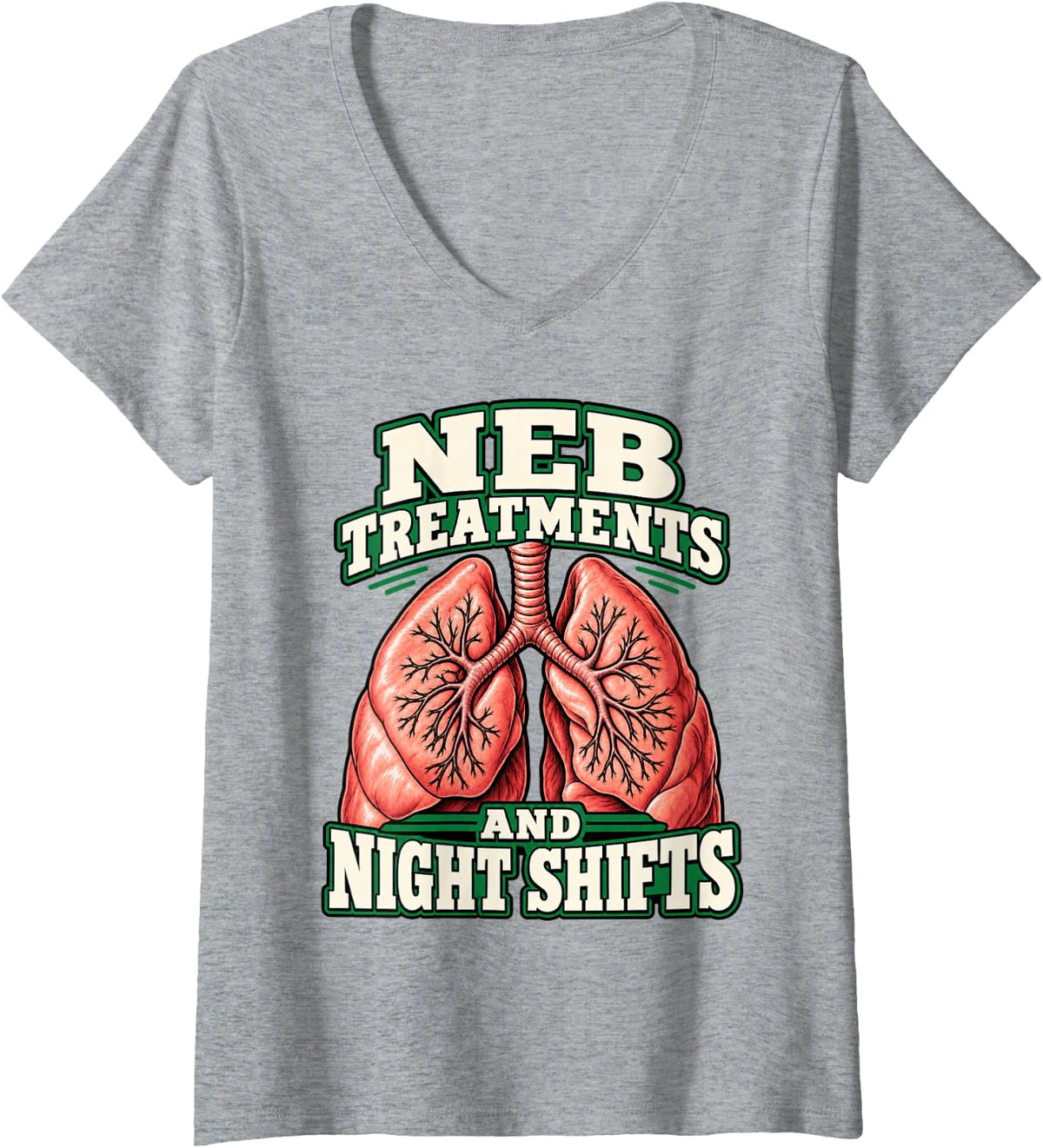 Women's Respiratory Therapist Neb Treatments and Night Shifts Oxygen V-Neck T-Shirt - Heather Grey