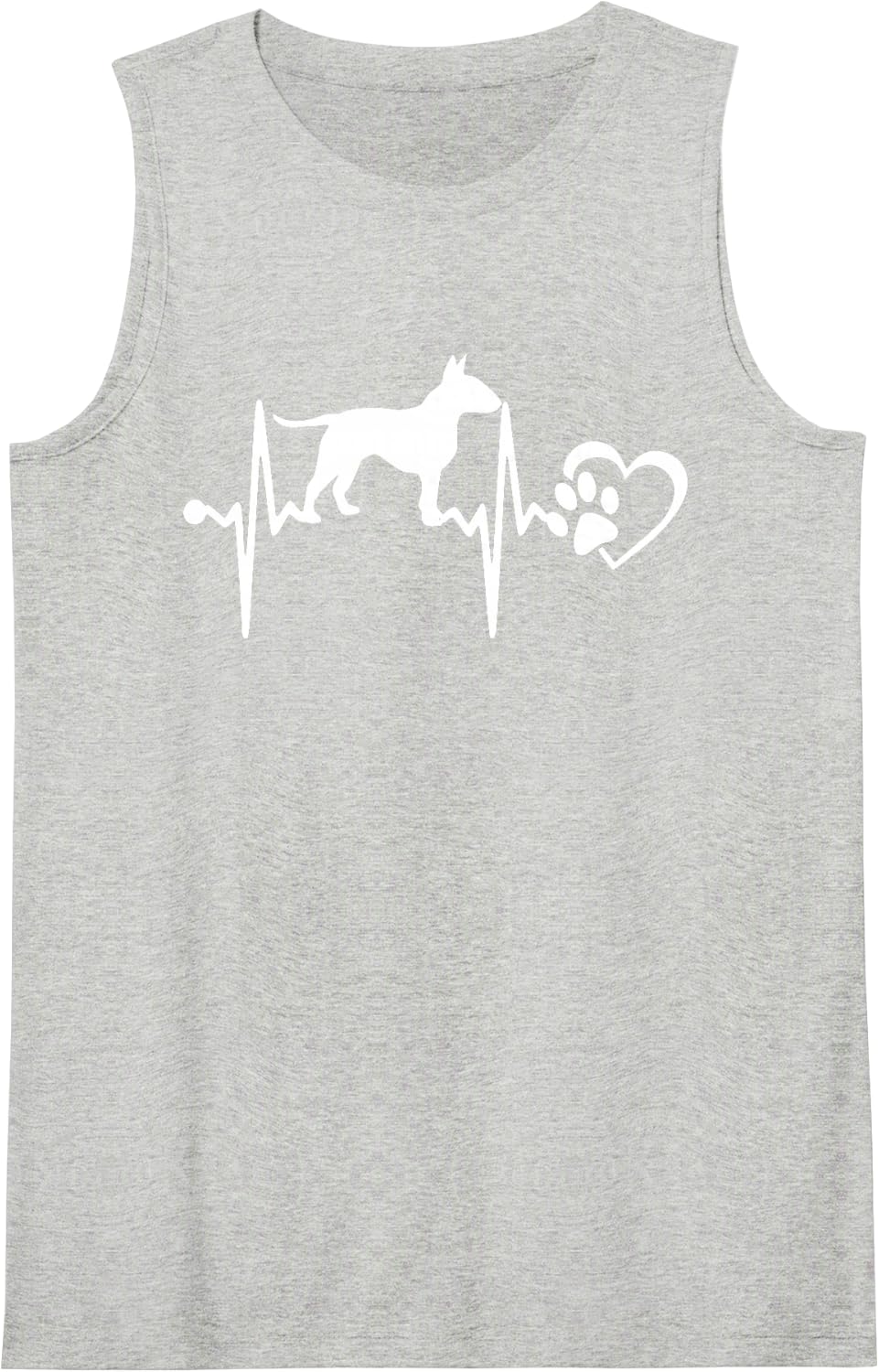 Bull Terrier Dog Heartbeat Paw Love Funny Puppy Lovers Sleeveless Tank Top - Heather Grey