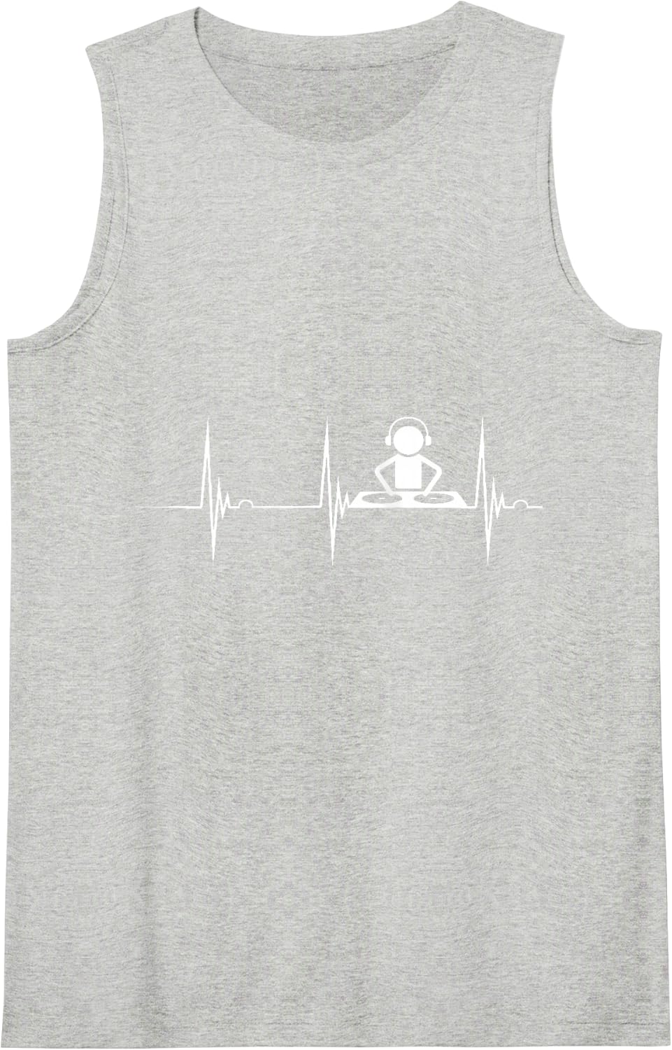 Music Producer Disc Jockey Heartbeat ECG Pulse DJ Mixing Console Tank Top - Heather Grey