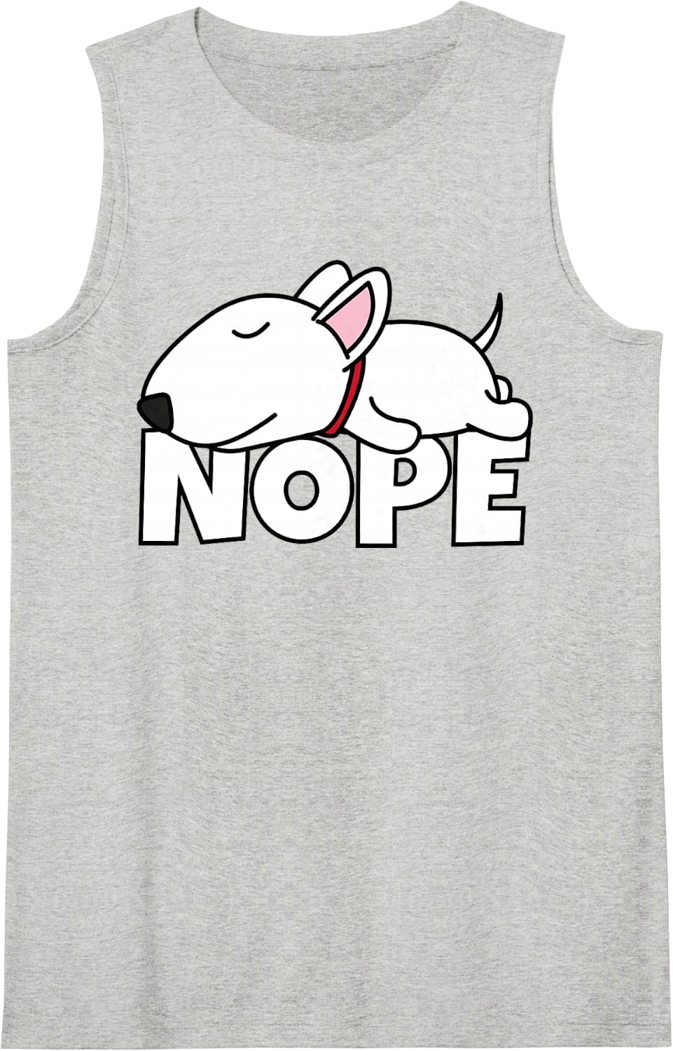 Lazy Bull Terrier Cute Dog Nope Sleeveless Tank Top - Heather Grey