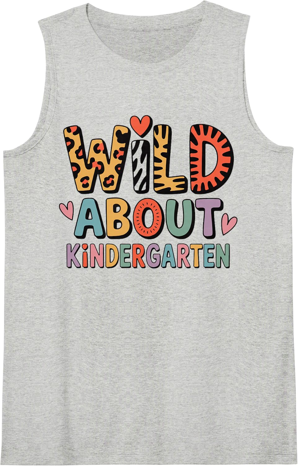 Wild About Kindergarten Animal Prints for Teacher Students Sleeveless Tank Top - Heather Grey