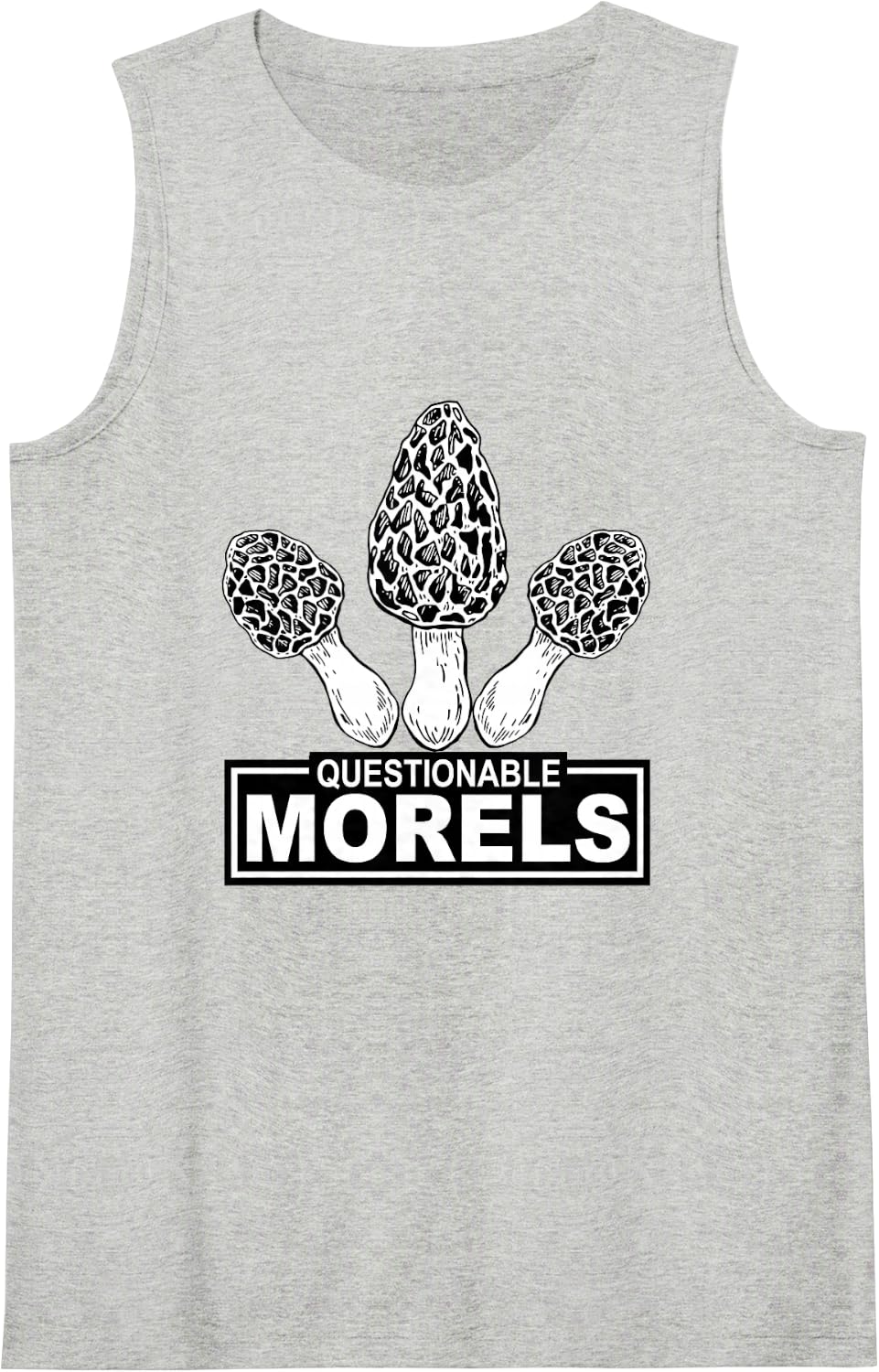 Questionable Morels Funny Apparel Sleeveless Tank Top - Heather Grey