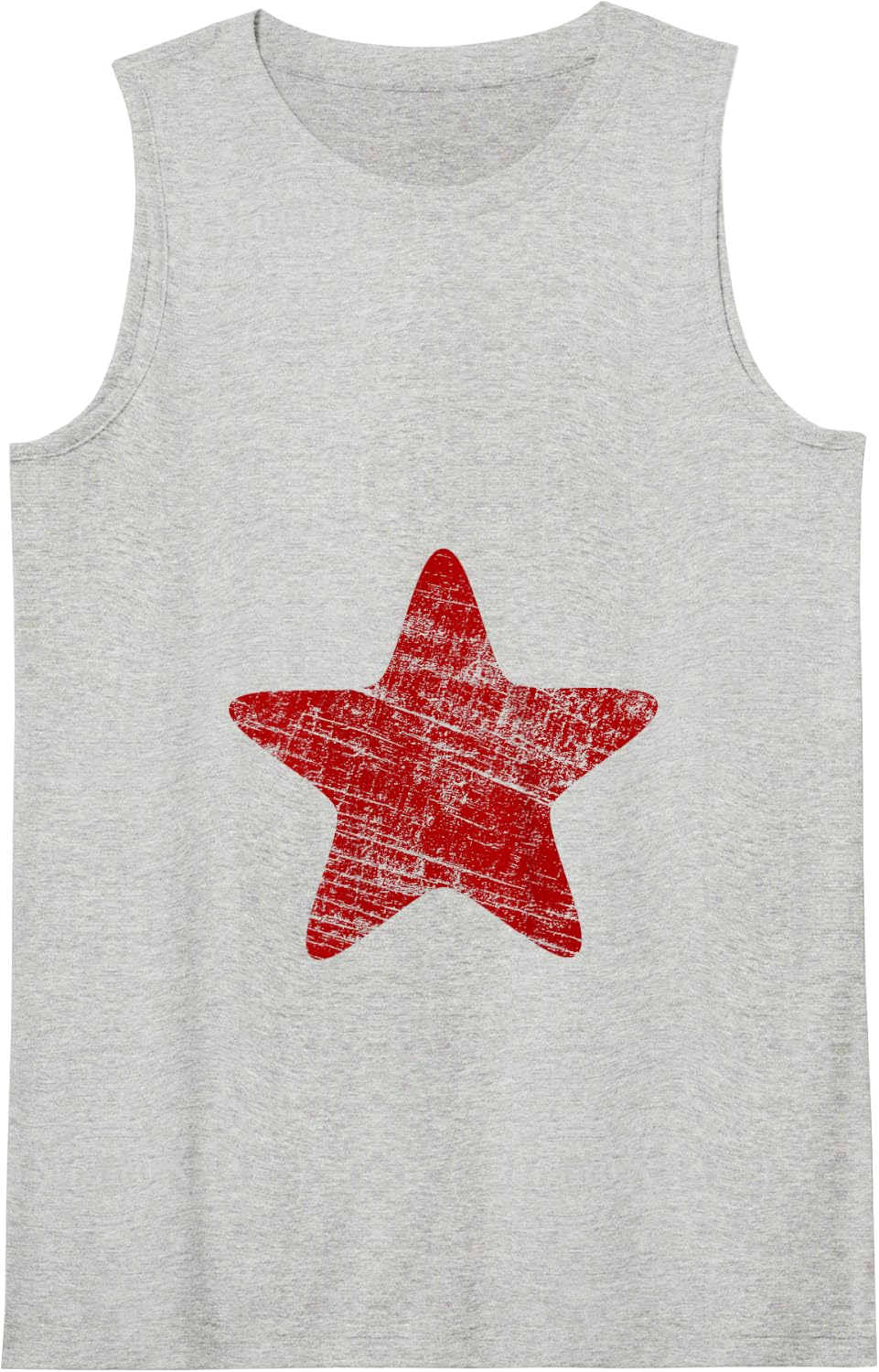 Vintage Distressed Red Star Print - Grunge Red Star Tank Top - Heather Grey