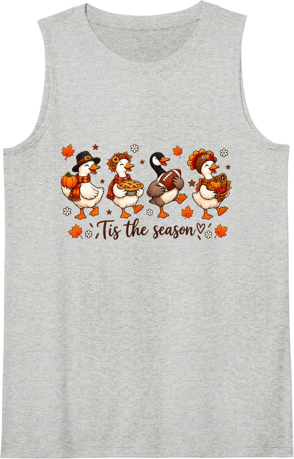 Autumn Goose Thanksgiving Football Harvest Season Family Gag Sleeveless Tank Top - Heather Grey