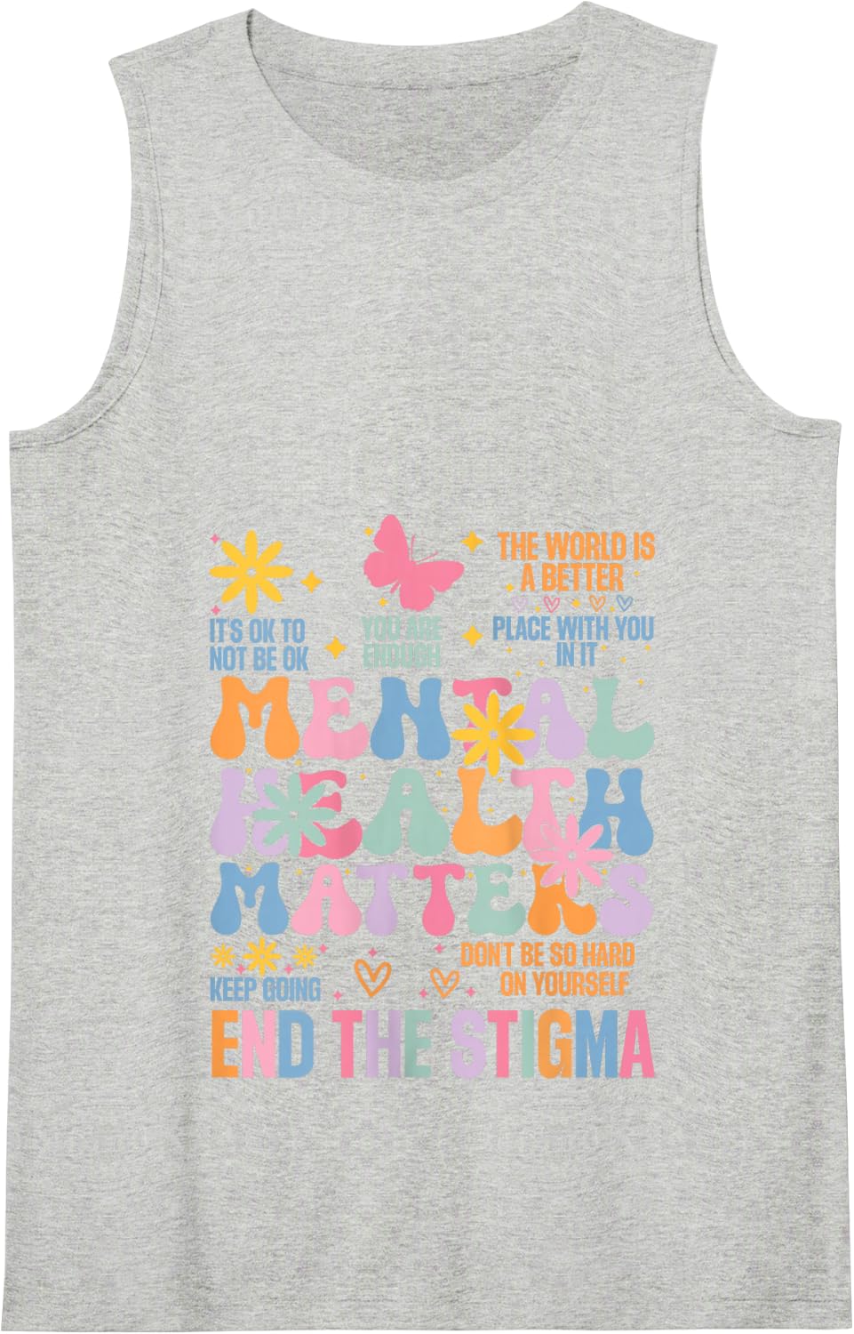 End The Stigma Mental Health Matters Tank Top - Heather Grey