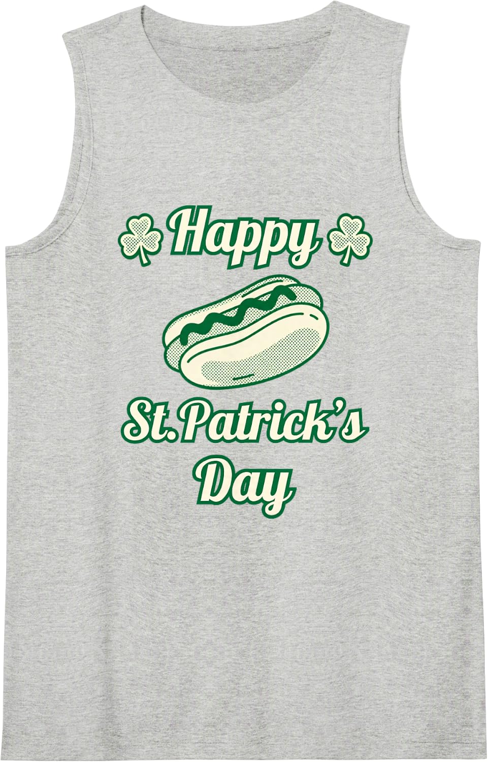 Funny Green Hot Dog St. Patrick’s Day Sleeveless Tank Top - Heather Grey