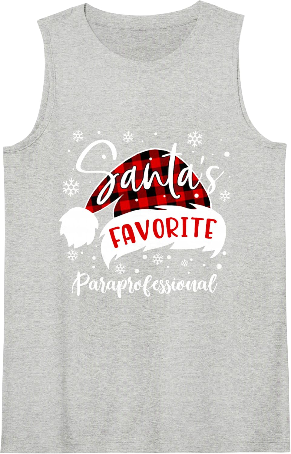Santa's Favorite Paraprofessional Hat Flannel Christmas 2020 Sleeveless Tank Top - Heather Grey