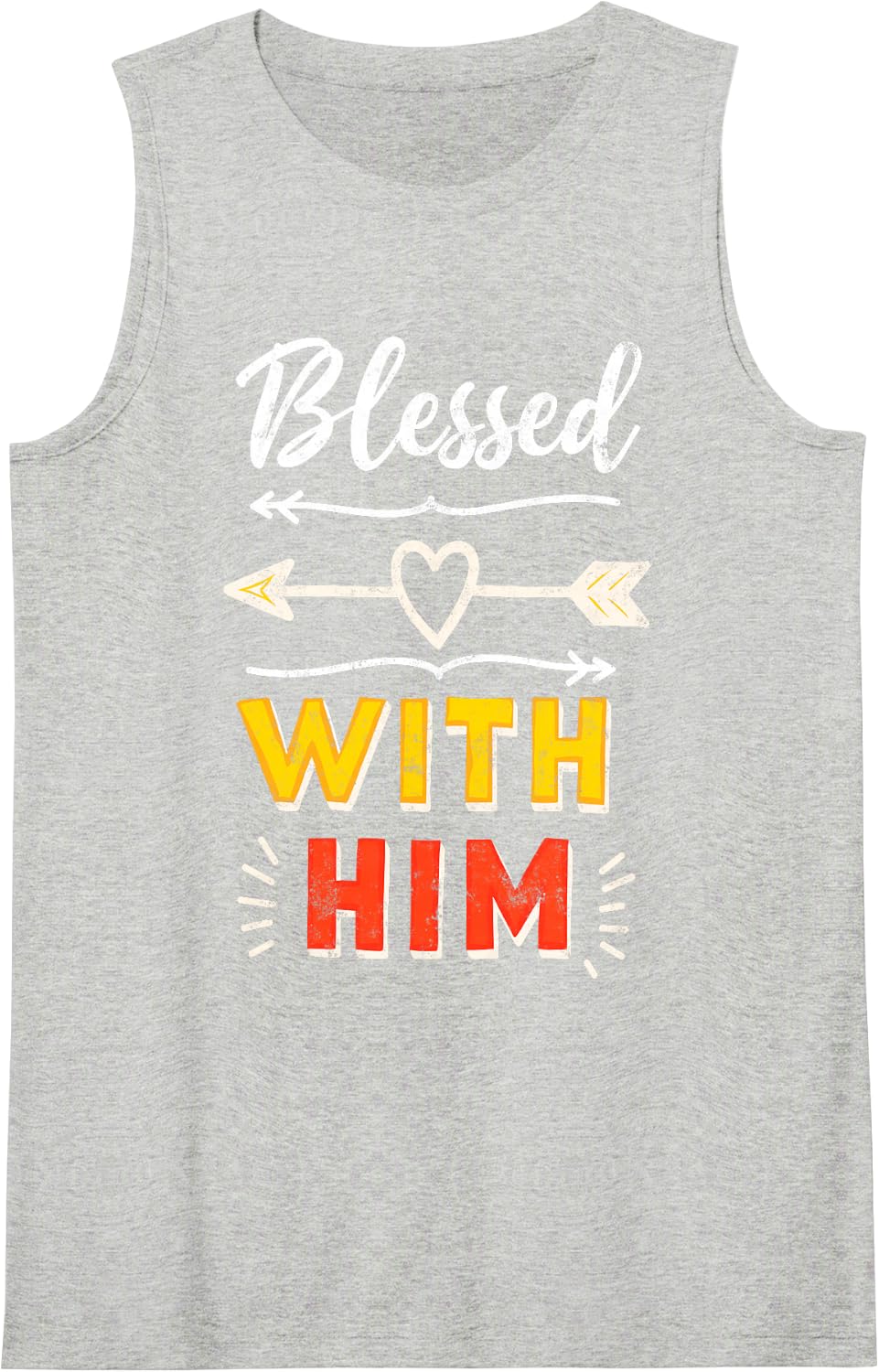Blessed with Him Happy Thanksgiving Day Family Dinner Sleeveless Tank Top - Heather Grey