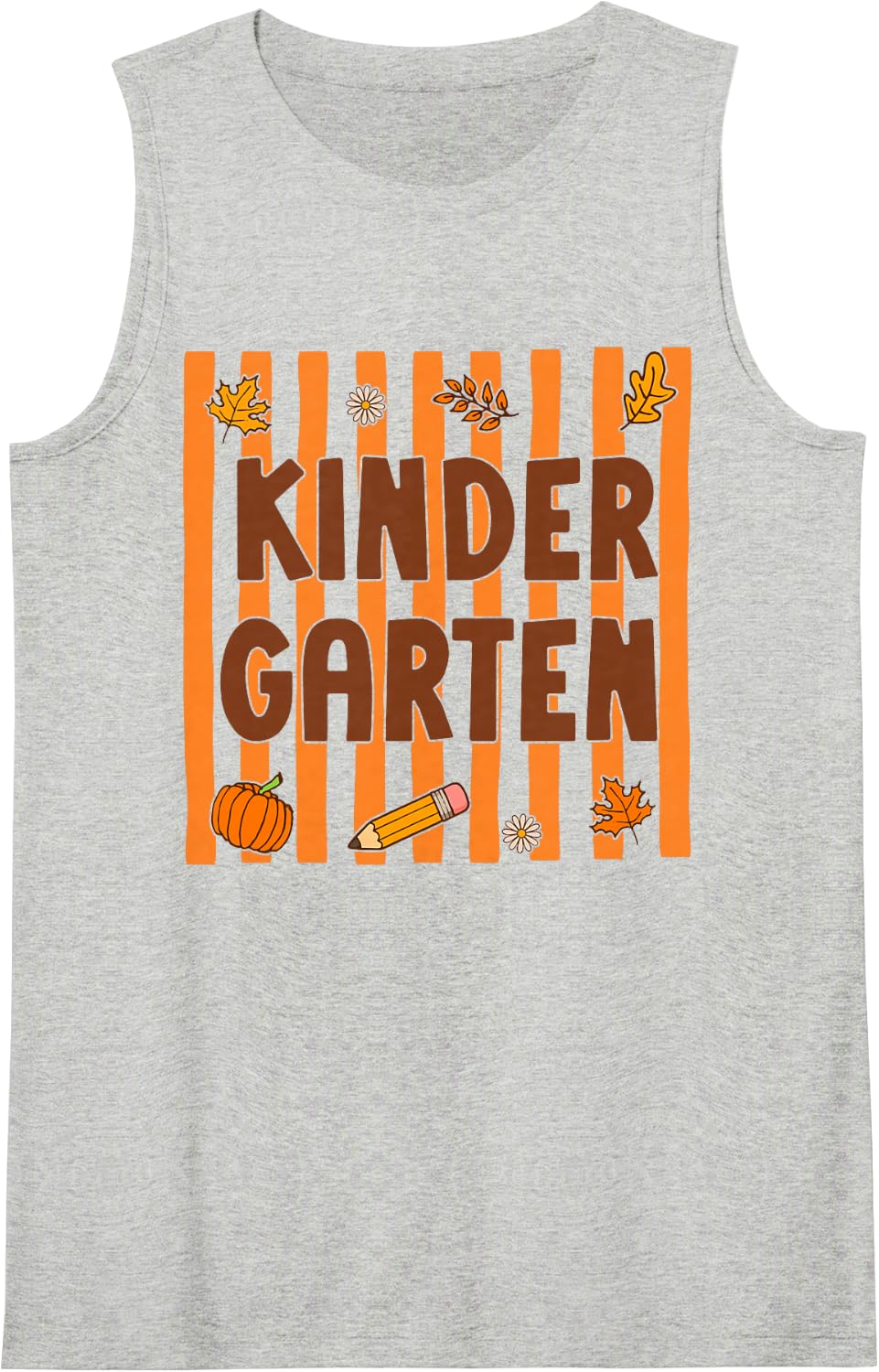 Kindergarten Thanksgiving Autumn Fall Teacher Women Kids Sleeveless Tank Top - Heather Grey
