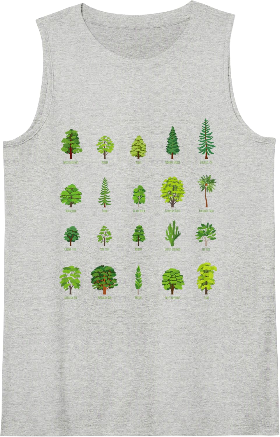 Educational Tree Identification Guide Forest Trees Species Sleeveless Tank Top - Heather Grey
