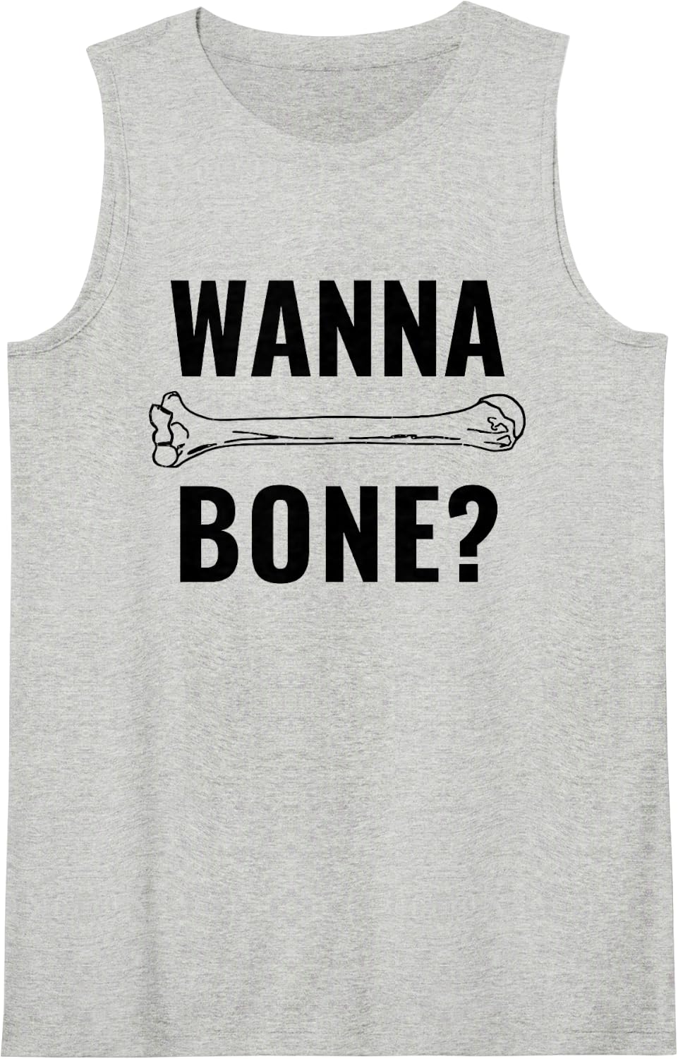 Wanna Bone? | Cheeky Halloween Humor | Sexy Halloween Joke Sleeveless Tank Top - Heather Grey