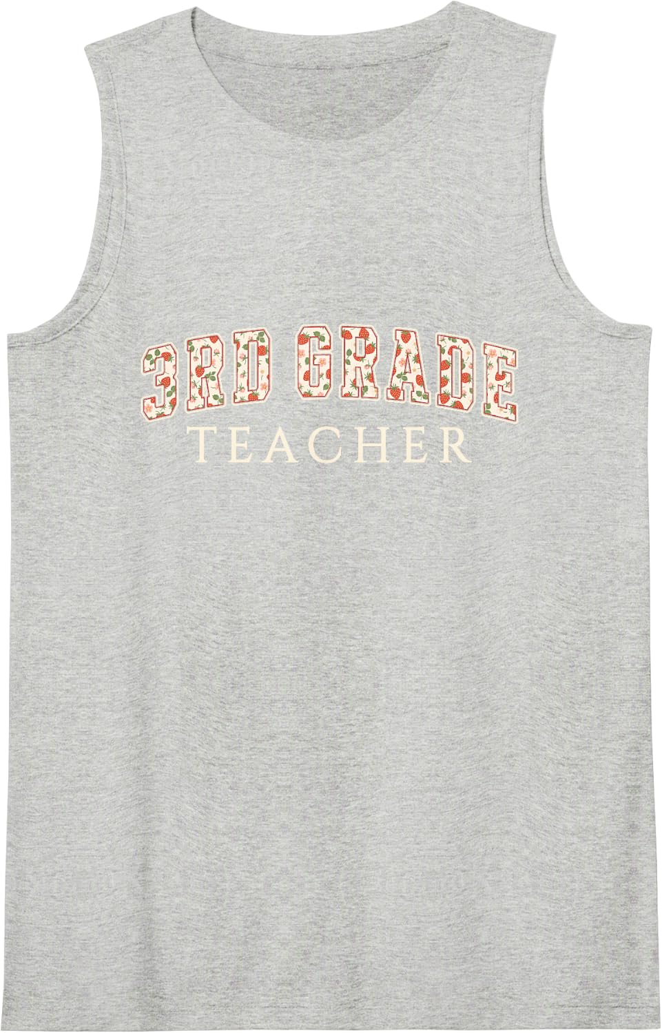 3rd Grade Teacher Strawberry Varsity Letters Third Grade Sleeveless Tank Top - Heather Grey