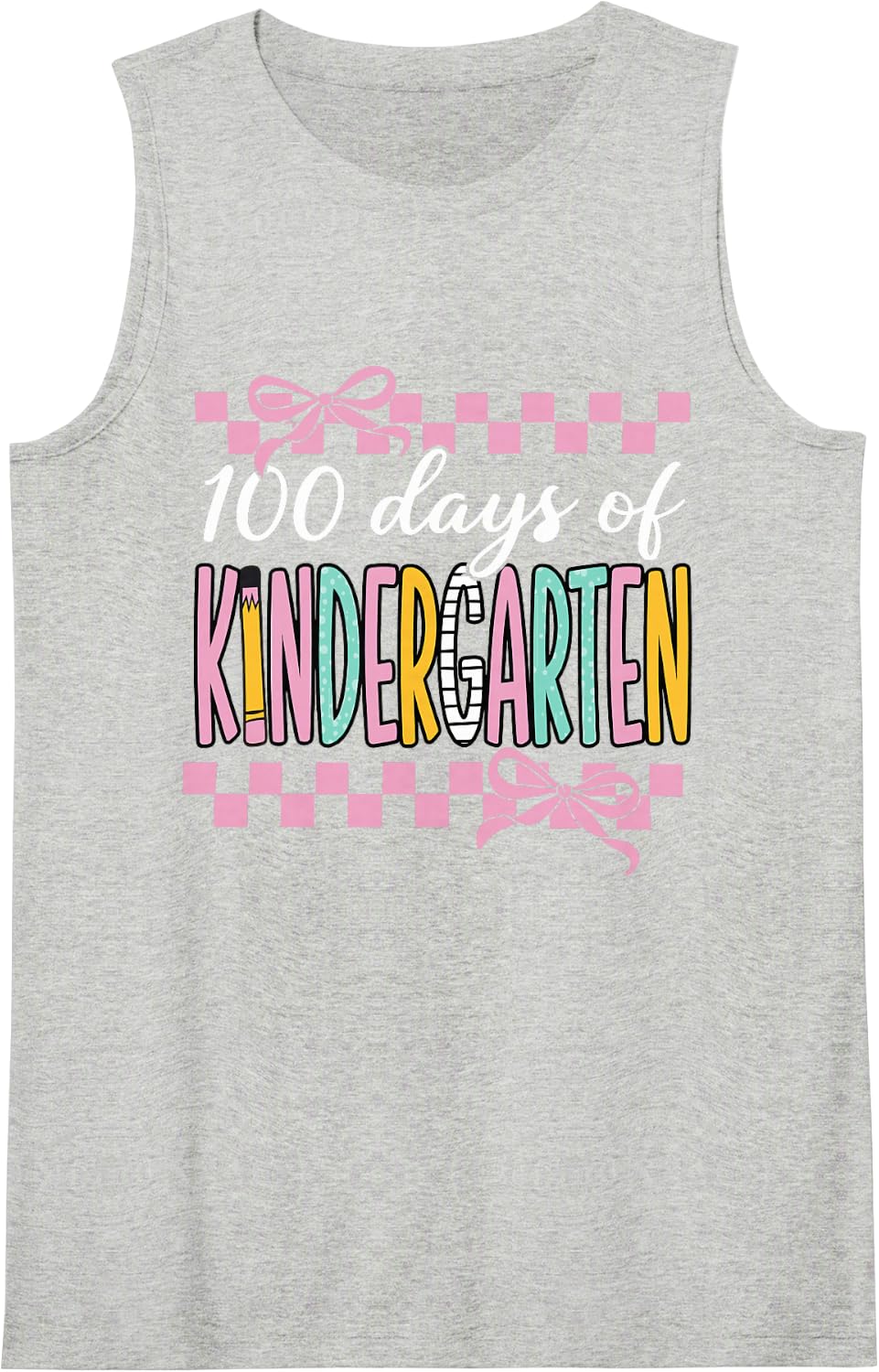 100 Days of Kindergarten Teacher Girls 100th Day of School Sleeveless Tank Top - Heather Grey
