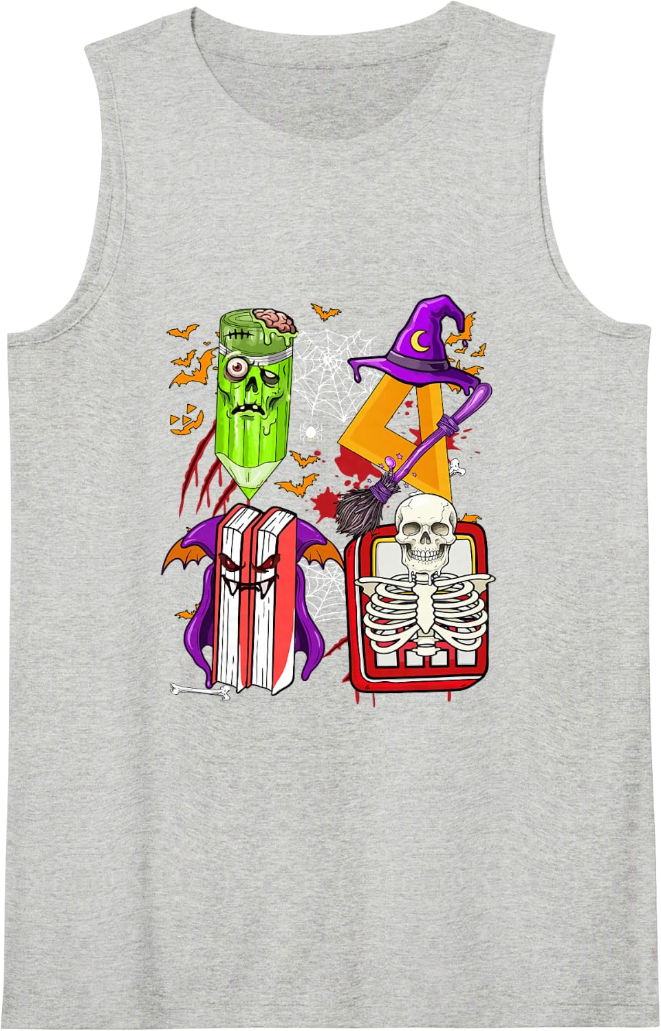 Horror Teacher Tools As Witch Zombie Halloween Job Team Tank Top - Heather Grey