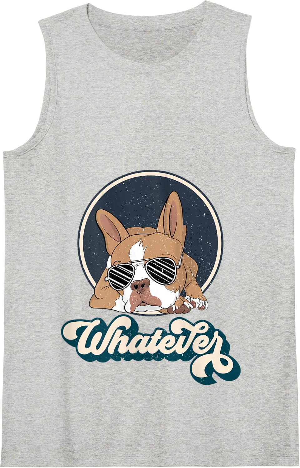 Whatever Vintage Boston Terrier Dog Distressed Graphic Tank Top - Heather Grey