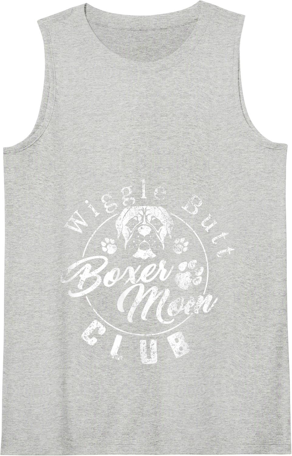 Wiggle Butt Boxer Mom Club Boxer Dog Mom Dog Dad Women Girls Tank Top - Heather Grey