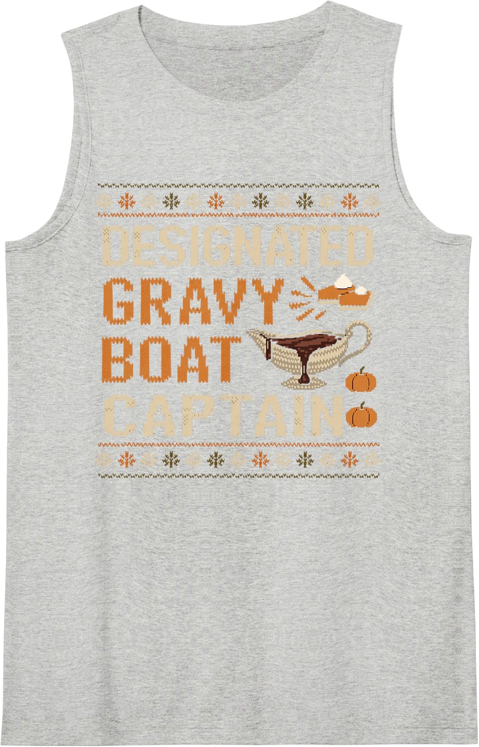 Designated Gravy Boat Captain Thanksgiving Dinner Family Tee Sleeveless Tank Top - Heather Grey