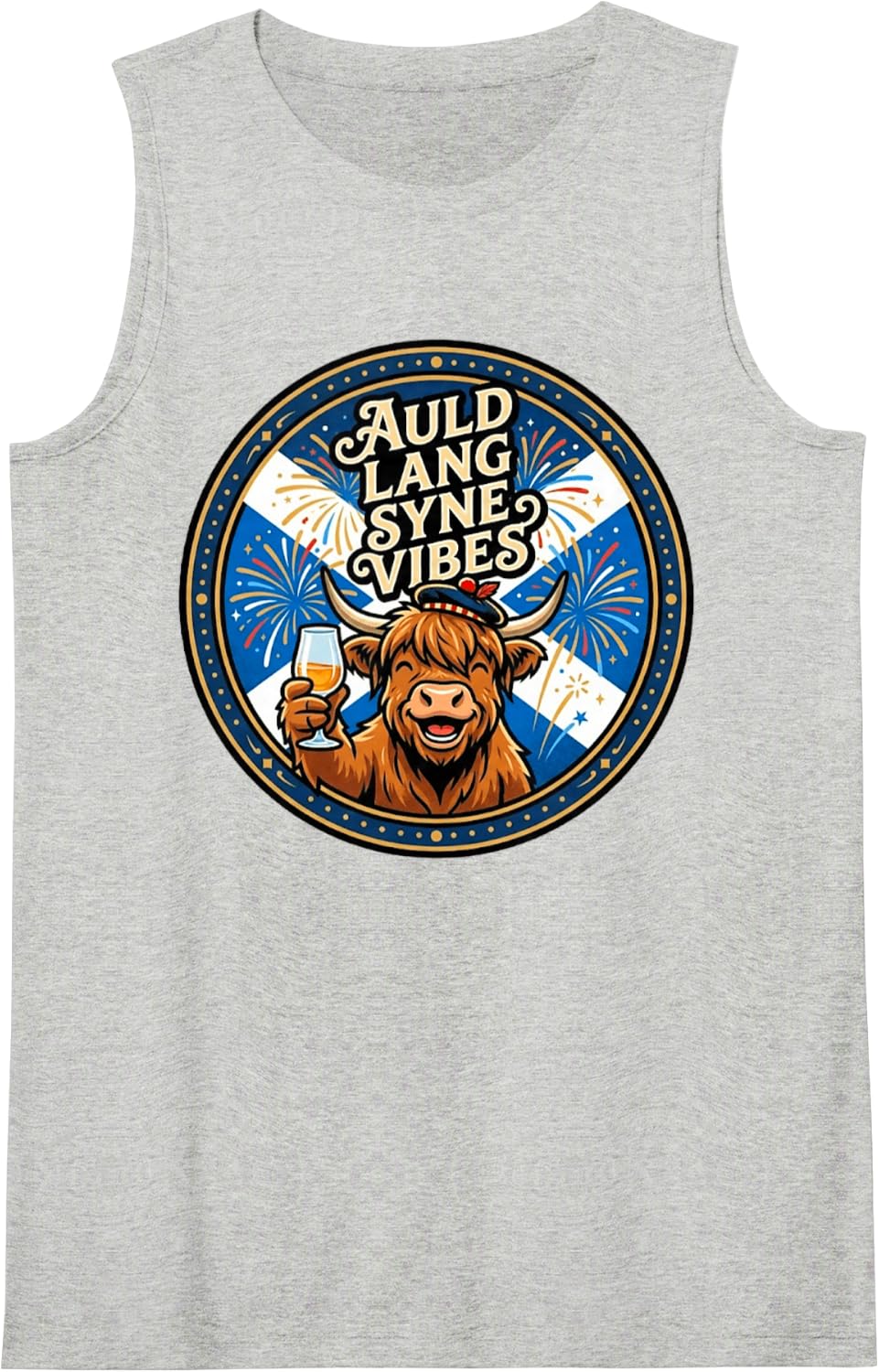 Auld Lang Syne Vibes Sleeveless Tank Top - Heather Grey
