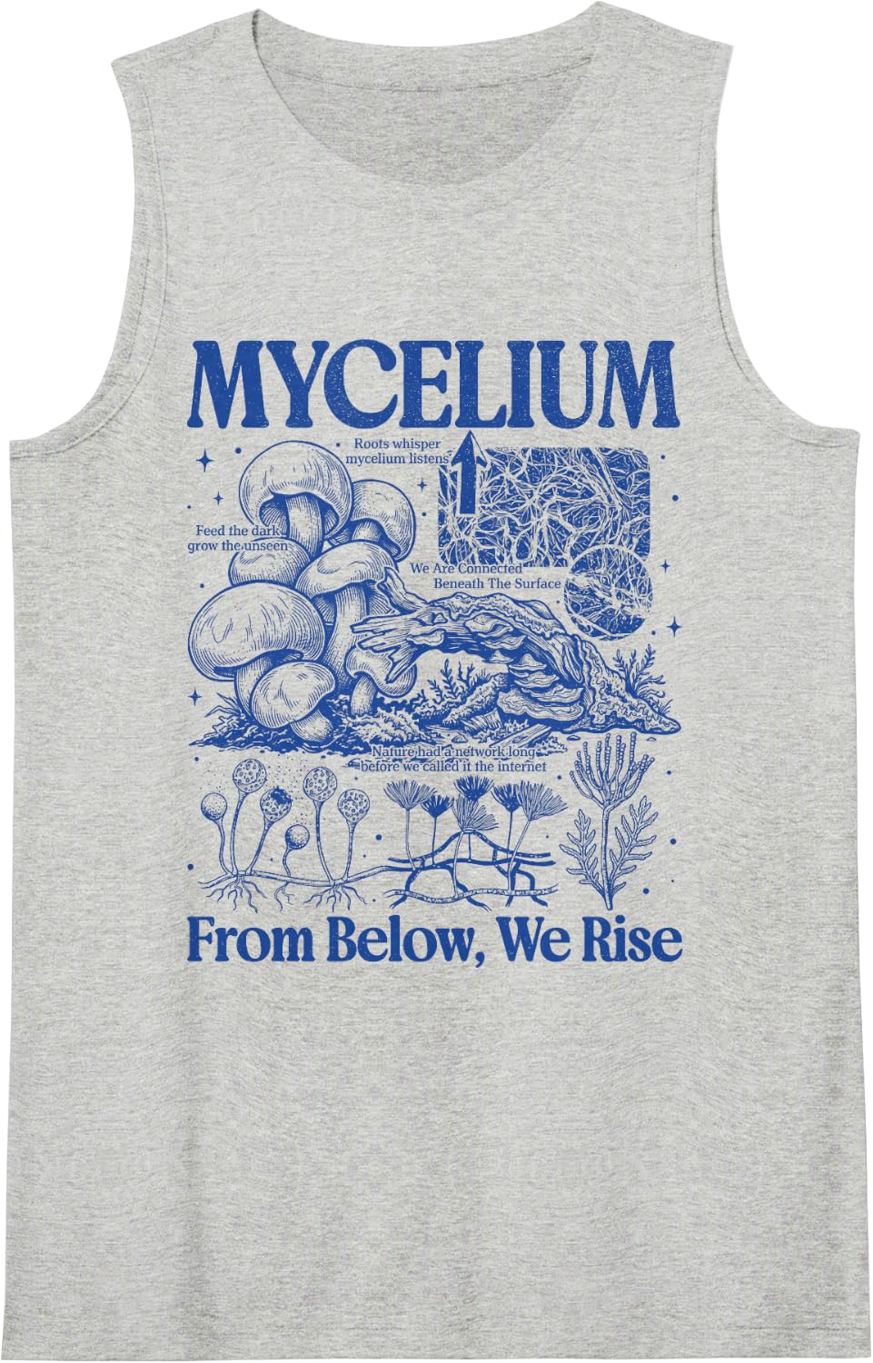 Vinatge Mycelium Mushroom Network from Below We Rise Sleeveless Tank Top - Heather Grey