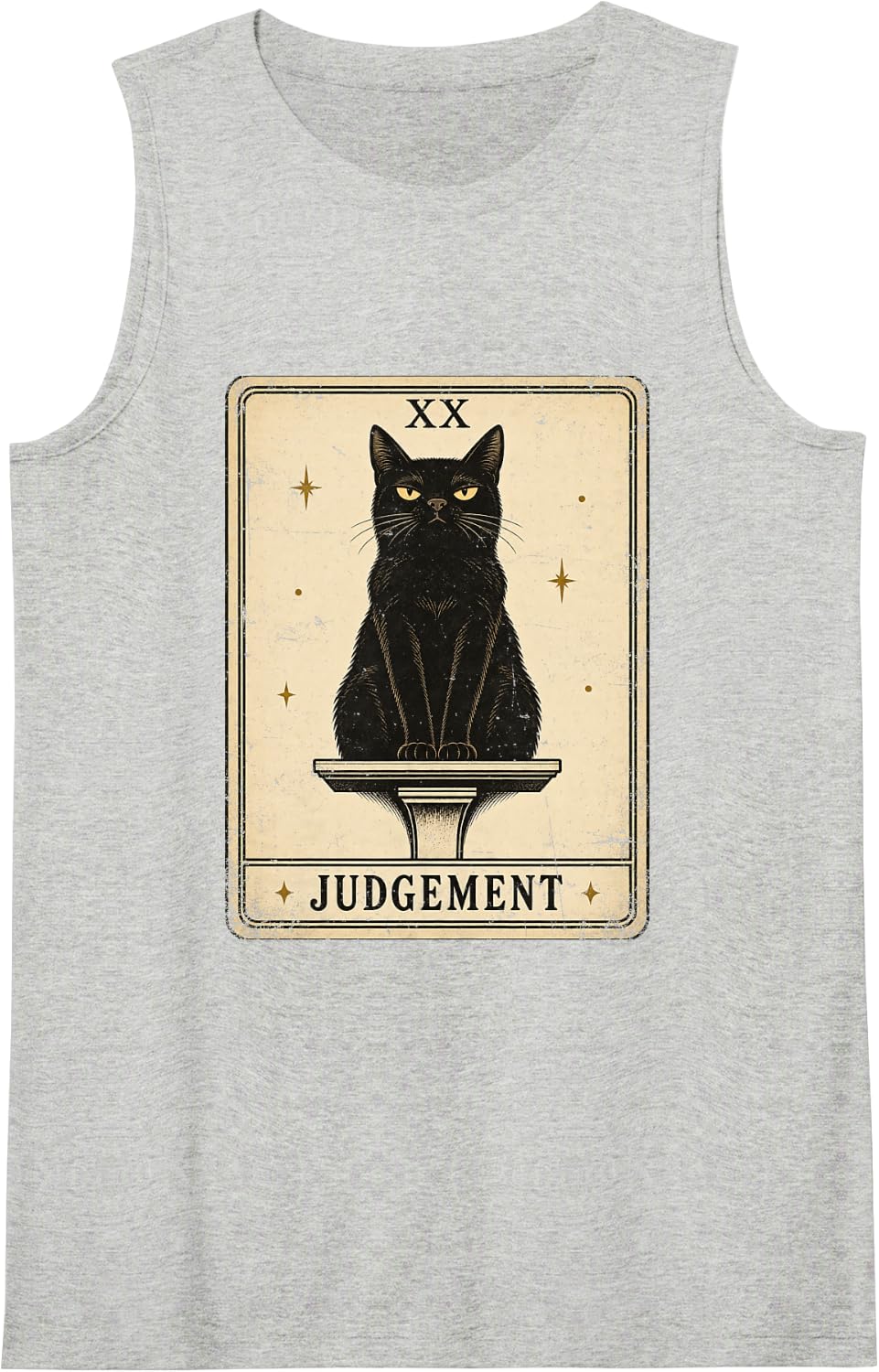 Cat Tarot Card Judgment Black Feline Lover Sleeveless Tank Top - Heather Grey