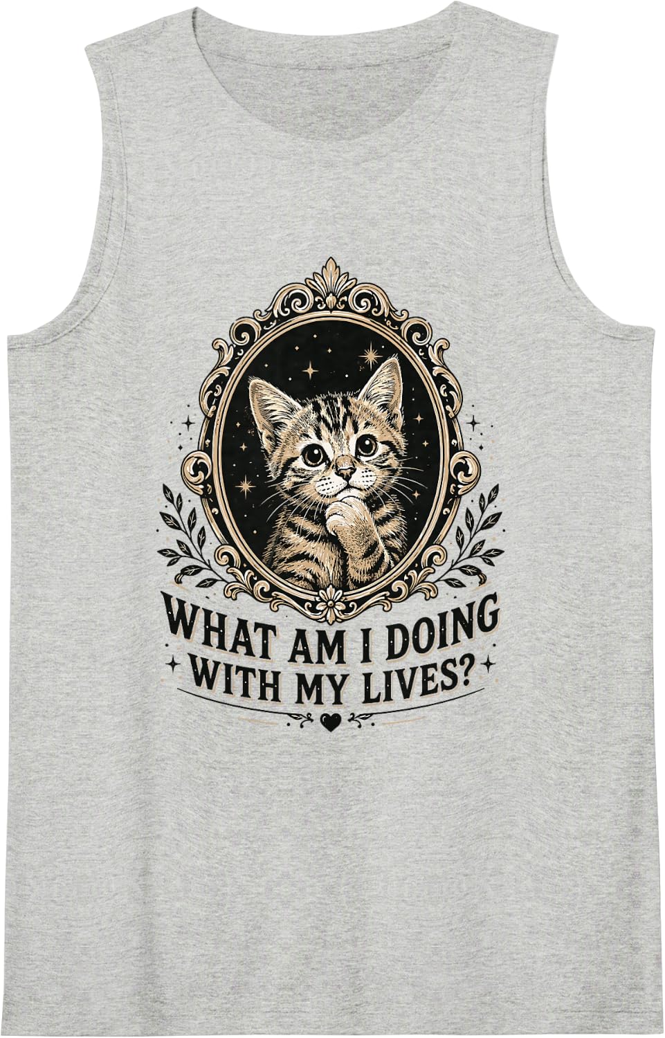 What Am I Doing with My Lives Funny Cat Sleeveless Tank Top - Heather Grey