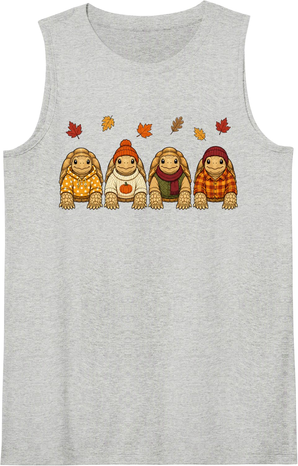 Sulcata Tortoise Fall Autumn Season Pumpkin Sleeveless Tank Top - Heather Grey