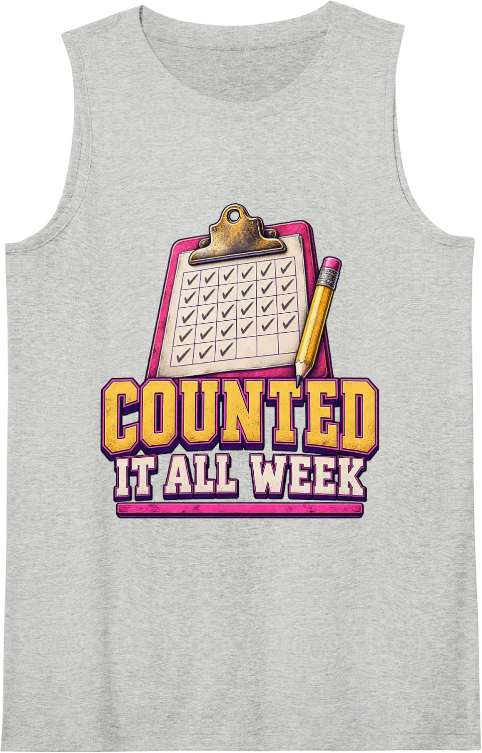 Counted It All Week Funny Teacher Halloween Teacher Humor Sleeveless Tank Top - Heather Grey