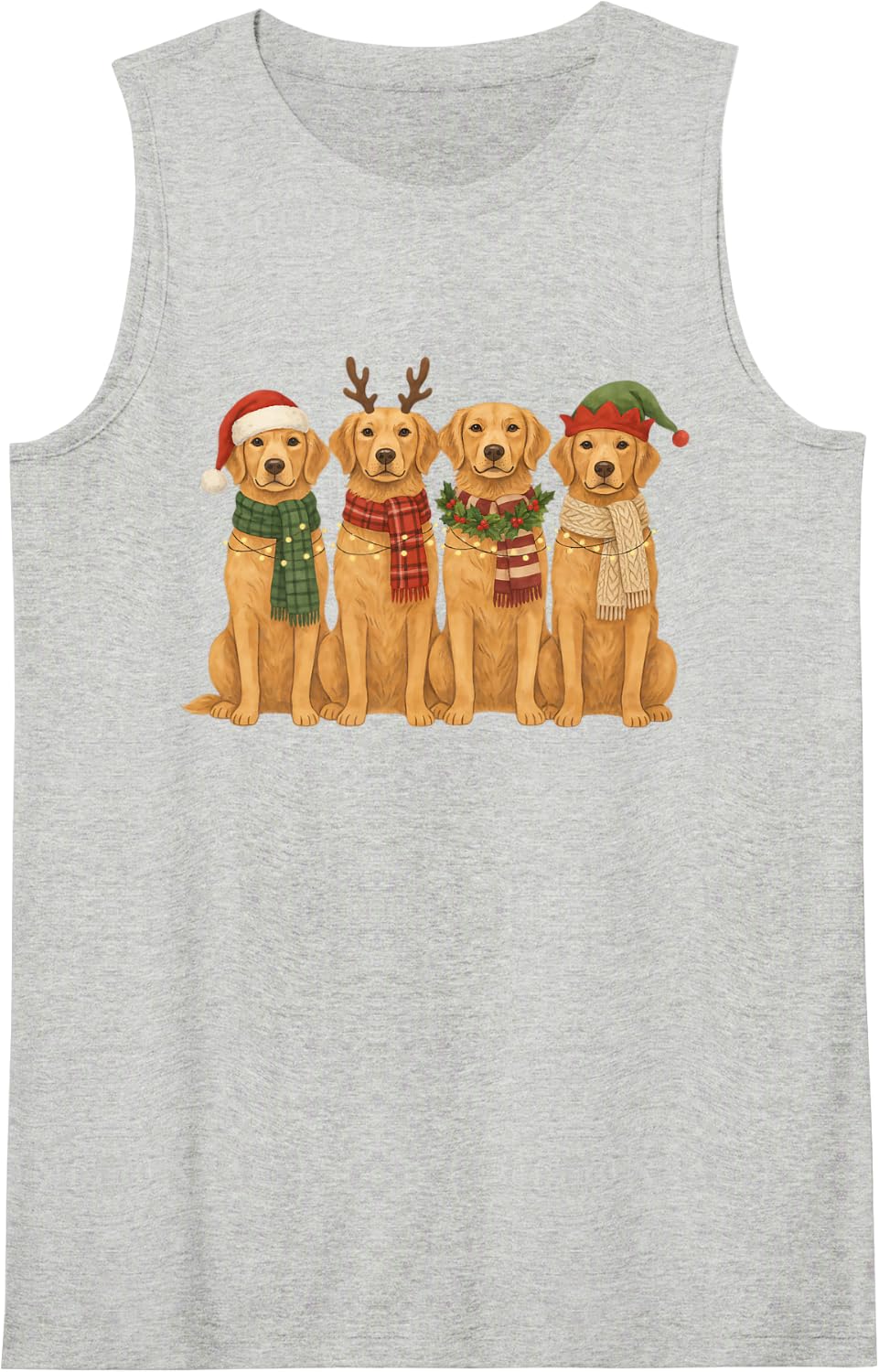 Funny Golden Retriever Christmas Friends Scarves Dog Mom Dad Sleeveless Tank Top - Heather Grey