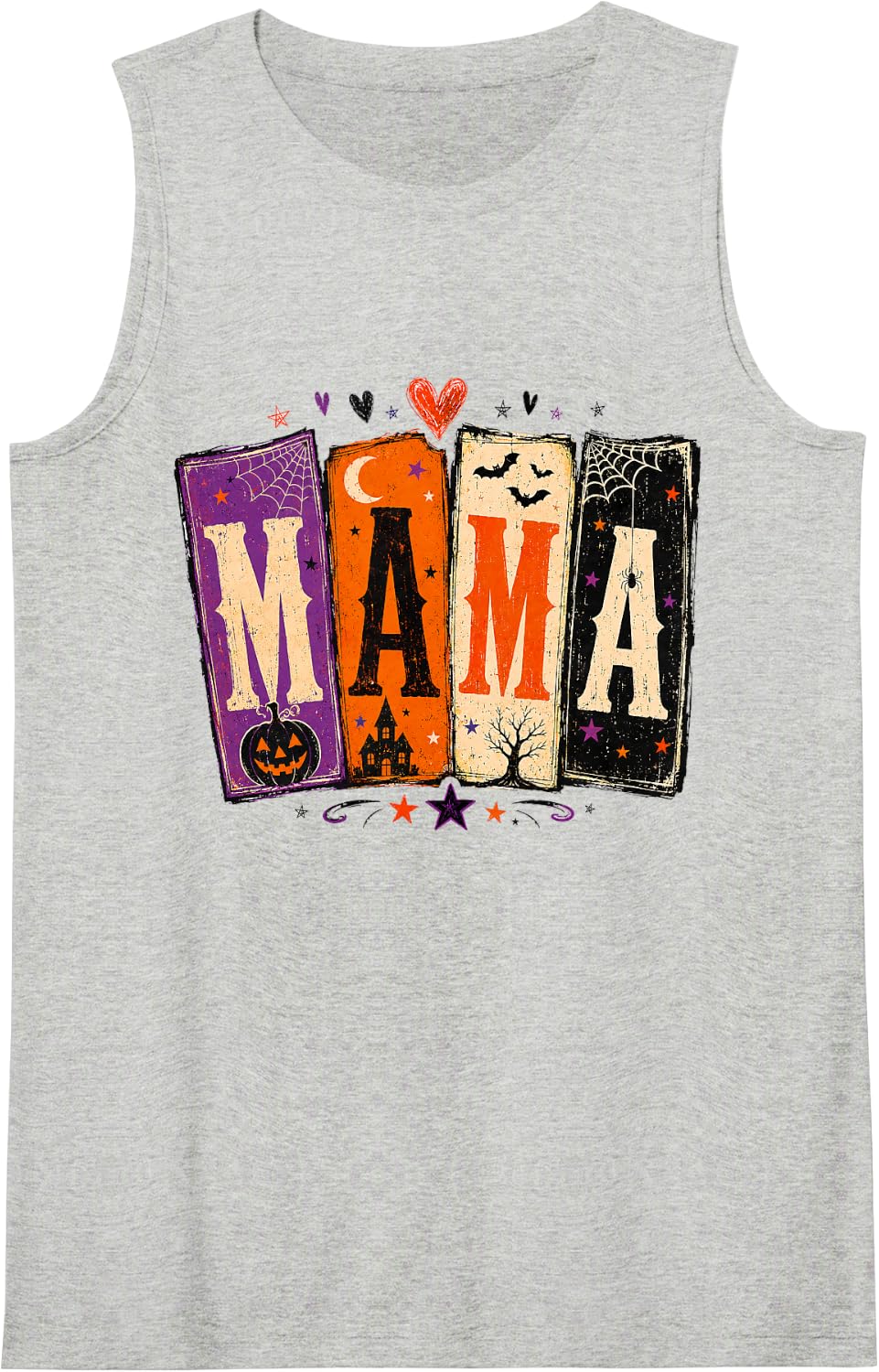 Mama Halloween Spooky Retro Family Design Tank Top - Heather Grey